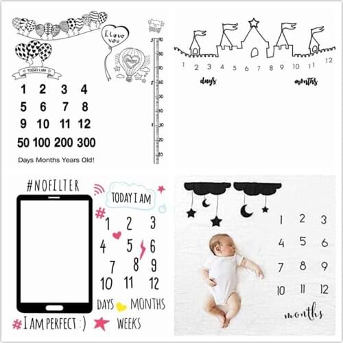 Baby Milestone Blanket Growth Milestone Blankets Infant Cute Photo Photography Prop For Newborn Baby Boy Girl Backdrop Cloth