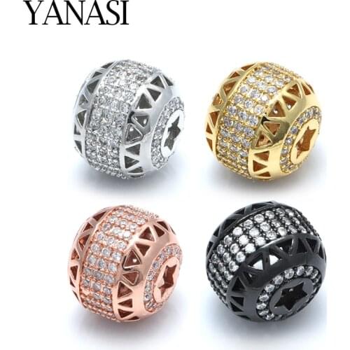 DIY Jewelry Supplies Zircon Charm Luxury Gold Spacer Beads Accessories For Natural Stone Jewelry Making