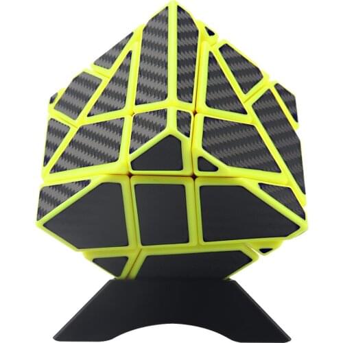 FangCun 6cm 3x3 Guimo Cube Yellow Base with Black Carbon Fiber Sticker SpeedCube Educational Toys Gh-ost-Cube