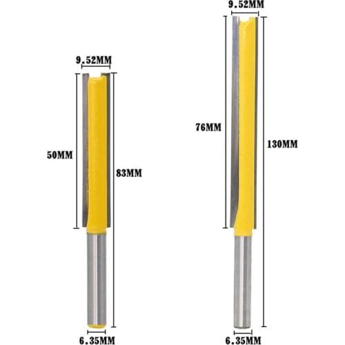 HOEN 1pcs 1/4" Shank 50/76mm Extra Long Flush Trim Router Bit Woodworking Milling Cutter Tools