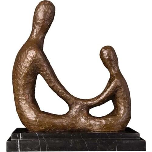 Ivorique DS-703 Bronze Paternal Love Sculpture Abstract Statue Figurine Fathers Day Present Home Decoration Vintage Artwork