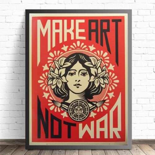 Canvas Painting Make Art Not War Vintage Poster Prints Oil Wall Art Murals Pictures For Living Room Home Decoration