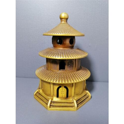 Chinese Antique Collection Brass Dome Pagoda Incense Burner Worthy of Collection
