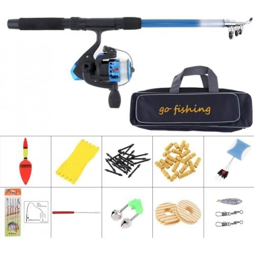 1.8m Fishing Rod Reel Line Combo Full Kits Spinning Reel Pole Set with Fishing Bag Carp Lures Fishing Float Hook Tool Set