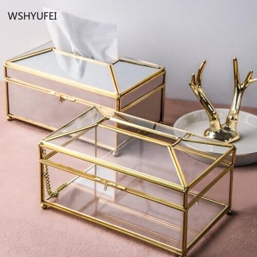 Creative Luxury Glass Tissue Box wet wipes Napkin Kitchen Storage Box Desktop Coffee table Car Jewelry Display Organizer