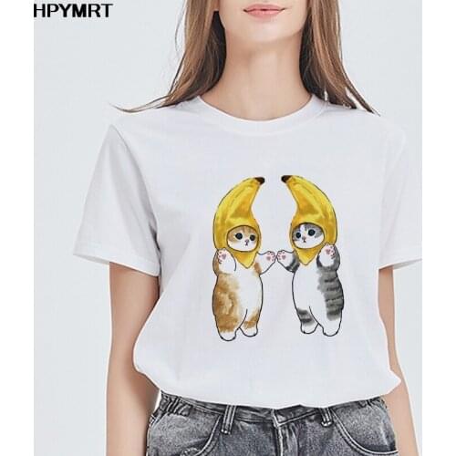 Summer Tshirt Women Funny Cat Printed Women T Shirt Fun Short-sleeve Womens T-shirt Harajuku 90s Girls Tee Female Tops Clothing