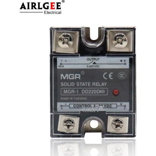 MGR-1 DD220D60 DC to DC SSR-60DD Solid State Relay input voltage 3-32V DC to output voltage 5-220VDC 60A SSR for Thermocouple
