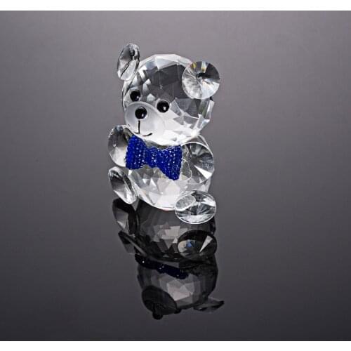 Cute Crystal Glass Animals Bear Miniature Figurine Personalised Gift Home Decorative Living Room Accessories Wedding Decoration