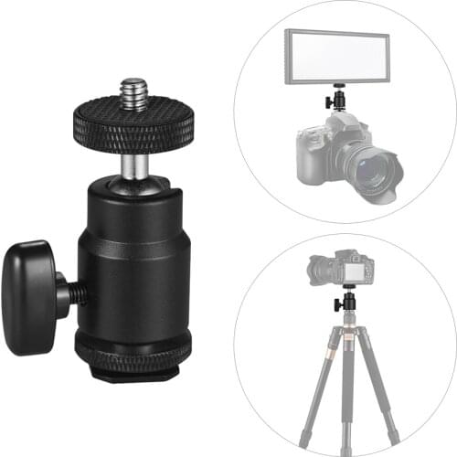 Andoer Aluminium Alloy Mini Ball Head 1/4" Mount with Flash Shoe for DSLR SLR DC Camera Mini DV Monitor etc