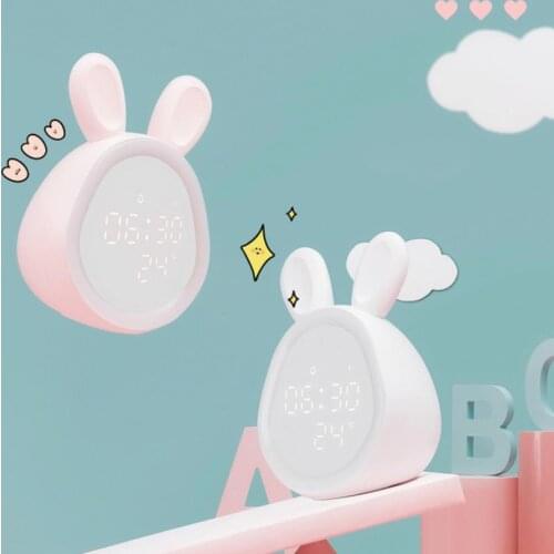 Xiaomi Multifunctional Time Rabbit Alarm Clock Student Smart Alarm Clock Bedroom Led Light Sleeping Creative Gifts