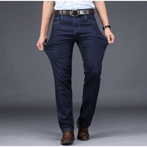Jeans men, autumn thin pants, loose straight mens pants, stretch business casual spring and autumn mens denim pants