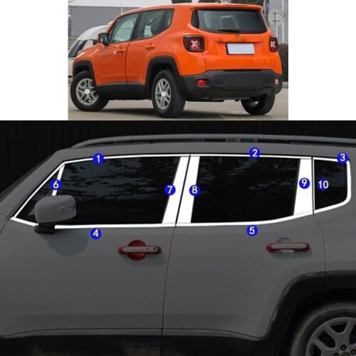 Car Sticker Garnish Pillar Window Middle Strip Trim Frame Hoods For Jeep Renegade 2016 2017 2018 2019 2020 2021