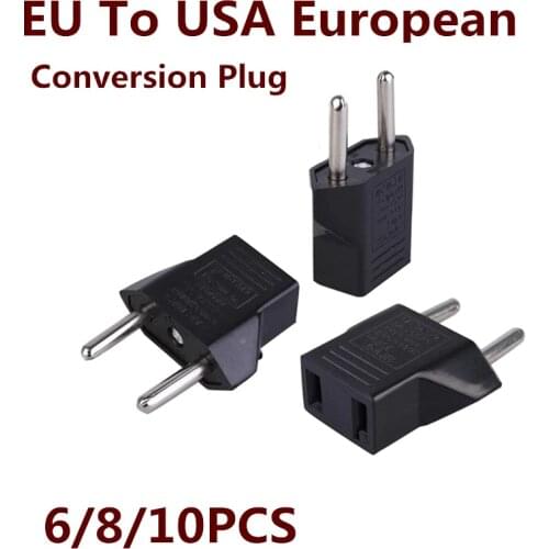 EU To USA European Conversion Plug Converter Power Plug Adapter Portable 2Pin Black Travel Adapter Converter Power Socket