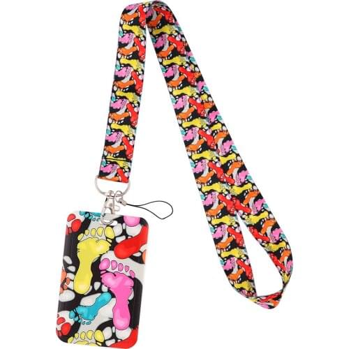 E3403 Cartoon Color footprints Lanyard for Key Neck Strap Lanyard Card ID Holder Keychain Badge Holder DIY Hang Rope