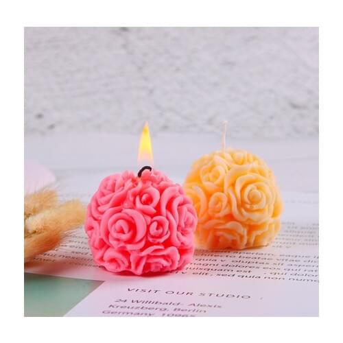 3D Rose Ball Silicone Candle Mold Flower Molds For Plaster Aromatherapy DIY Candle Mould Soap Molds Cake Form Candle Making