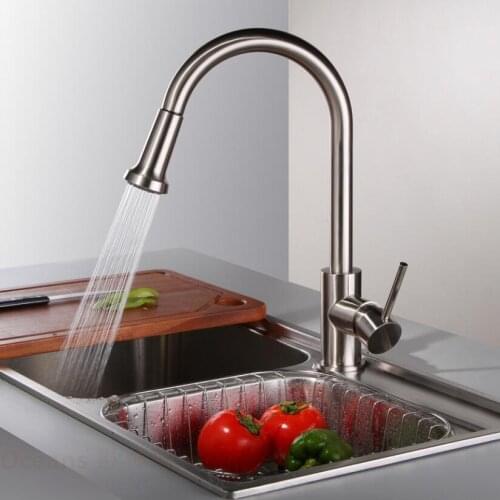 Modern Nickel Brushed Kitchen Faucet with Pull-out 3-mode alternative Hot and Cold Rotatable Air Sprayer Sink Mixer Tap