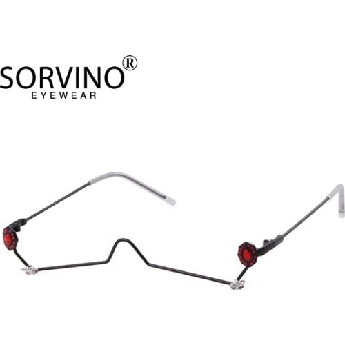 SORVINO Retro Shades For Women Diamond Glasses Frame Luxury Brand Designer Flat Top Small Gold 90s Rhinestone Sun P338