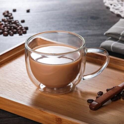 Drinking Glass Tea Cups Double Wall Layer Tea Cup Heat-resistant Creative Round Double Glass Juice Milk Coffee Cup Drinkware