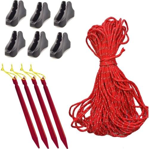 Reflective Paracord Tent Cord Rope Camping Awning Rope Tent Pegs Nails Tent Fastener Wind Rope Buckle Fastener Cord Stopper