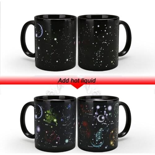 340ML Twelve Constellation Heat Sensitive Mug Changing Color Magic Coffee Ceramic Cup Novelty for Xmas Funny Gifts
