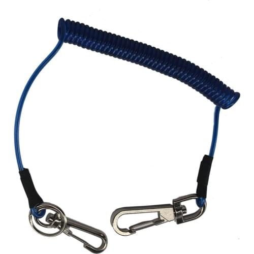 Retractable Coiled Fishing Lanyard Steel Wire Plier Rope Tether Tackle Cord