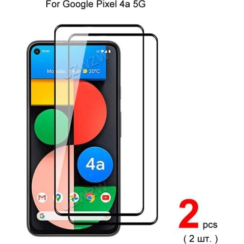 2pcs For Google Pixel 4a 5G Full Cover Tempered Glass Screen Protector Protective Glass Guard