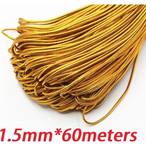 1.5mm golden elastic bungee string cord round twisted string rope 60 meters/roll DIY cords for jewelery finding