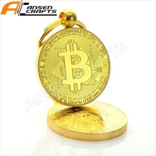 Gold bitcoin key ring with high quality capsule