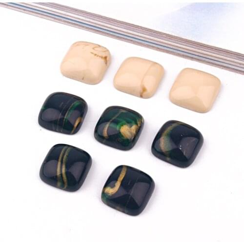 10pcs 18mm Vintage Green Square Resin Cabochon Bead DIY Craft Findings Handmade Stud Earring Tray Brooch Patch Jewelry Make F737