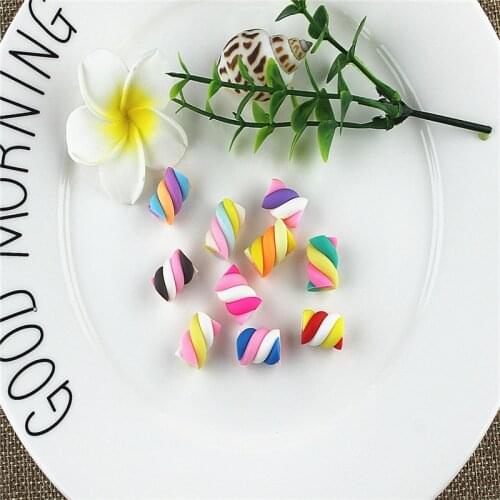 10pcs Polymer Clay Rainbow Hand Made Lollipop Flatback Cabochon Miniature Food Art Supply Charm DIY Craft