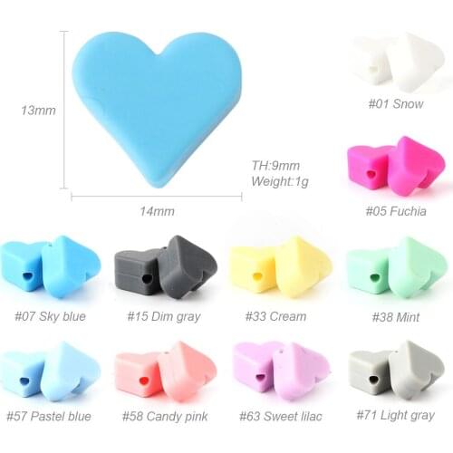 10 Pcs Silicone Heart Beads Food Grade Baby Chewable Teething Beads For Nursing Necklace DIY Jewelry Making Accessories