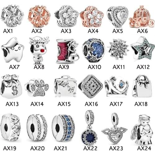 100% 925 Sterling Silver Zircon Beads Fit Original Bracelet Charms Pendant DIY Jewelry