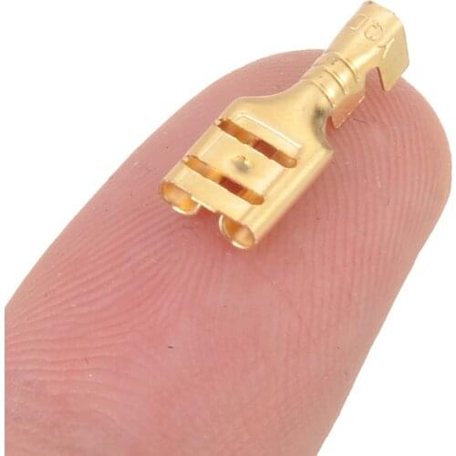 100pcs 4.8mm 22~16AWG Brass Crimp Terminal Female Spade Connectors 0.5m Thickness &100pcs Insulating Sleeve