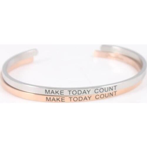 2021 New Trend Quotes Mantra Bracelets 316L Stainless Steel Open Cuff Bangle Fashion Women Inspirational Jewelry Bracelets