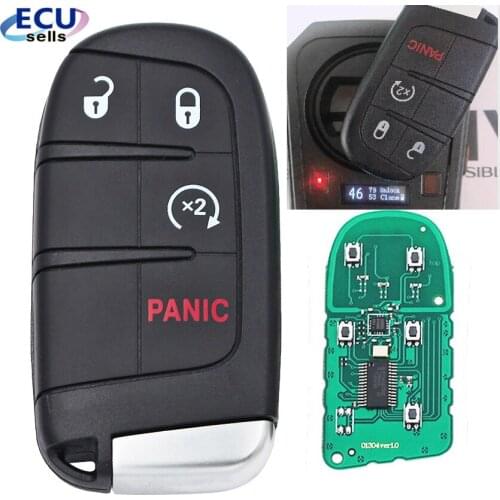 3+1 Button Smart Remote Key 433MHz ID46 Chip Fob for Dodge Challenger Journey 2014 2015 2016 2017 2018 FCC: M3N-40821302