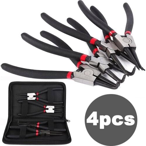 4PCS 7 Inch Circlip Pliers Set 180mm Heavy Duty Circlip Pliers Kit Multifunctional Internal External Retaining Ring Pliers Tool