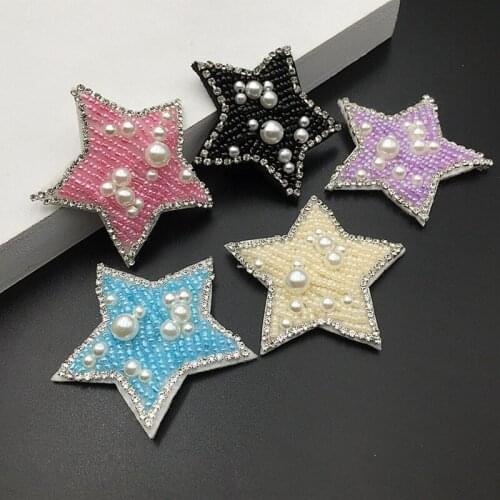5PCS Handicraft Star Patches Badge Clothes Shoes Bags Beading Crystal Rhinestones Pentagram Applique Sewing Apparel Accessories