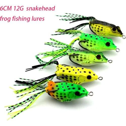 50pcs 6cm 12g japan hooks snakedhead pike plastic frog fishing lures wobble bass salmon fishing baits pesca fishing tackles