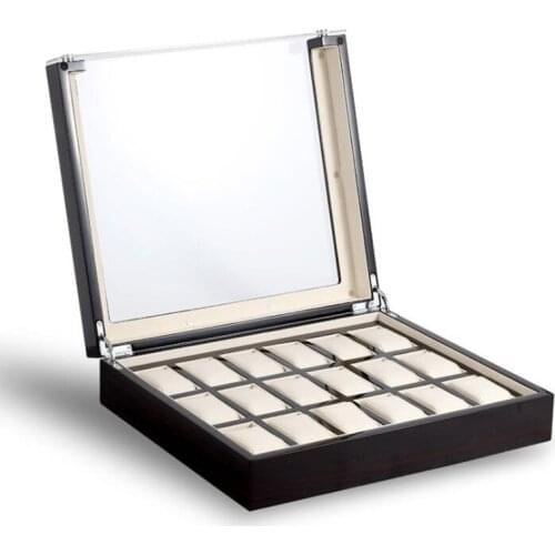 6/12/18 Grids Black Watch Box Wood Sandalwood Grain Watch Case Storage Box for Men Watches Women Jewelry Display Best Gift