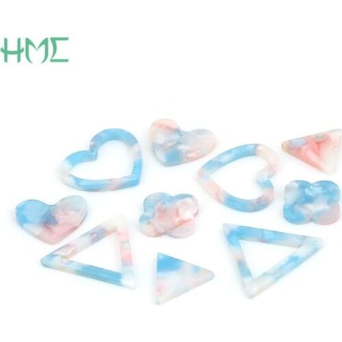 6pcs/lot Acrylic Blue Geometric Charm Pendants for Women Jewelry Making Handmade Diy Earring Necklace Bracelet Accessories Craft