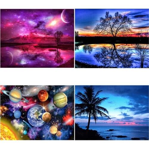 DIY 5D Diamond Painting Space Planet Mosaic Diamond Embroidery Rhinestones Landscape Cross Stitch Full Round Drill Home Decor