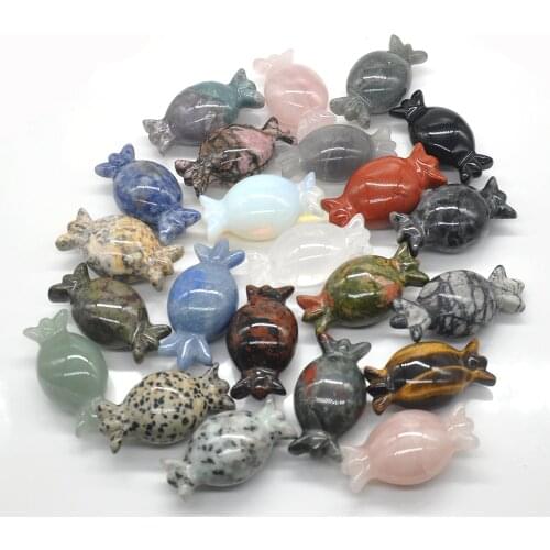 2" Candy Ssweet Figurine Natural Crystal Quartz Obsidian Agate Reiki Healing Hand Carved Halloween Christmas Decoration Gift