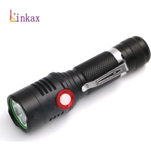 XML L2 USB Rechargeable Flashlight 2000lm Adjustable Brightness 2 Modes LED flashlight Lamp Tactical Torch Lantern by 18650