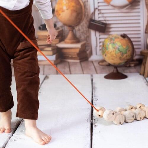 Caterpillar Pull Toy - 10 Wheels Pull Along Toy - Wooden Animal On Wheels - Baby Shower Gifts - Gifts For Toddlers