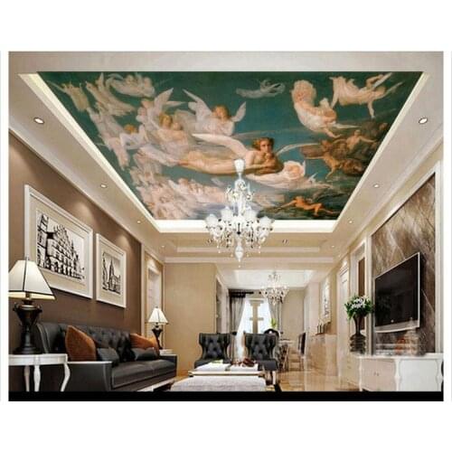 Customized 3d wallpaper 3d ceiling wallpaper murals world famous paintings of European style ceiling one.why mural decoration