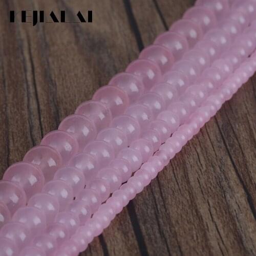 Kejialai 4 6 8 10MM Pink Quartz Loose Beads Natural Stone Beaded Pick Size For Jewelry Making DIY Round Shape #22