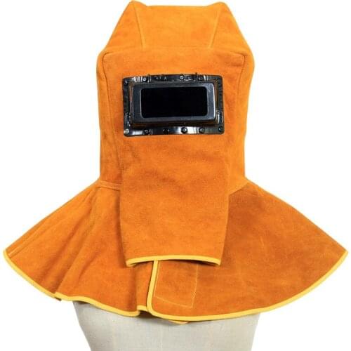 Cowhide Welder Mask Welding Helmet Eyes Protection Sparkproof Head-Mounted Leather Hood Grinding -15-65 Arc Tig