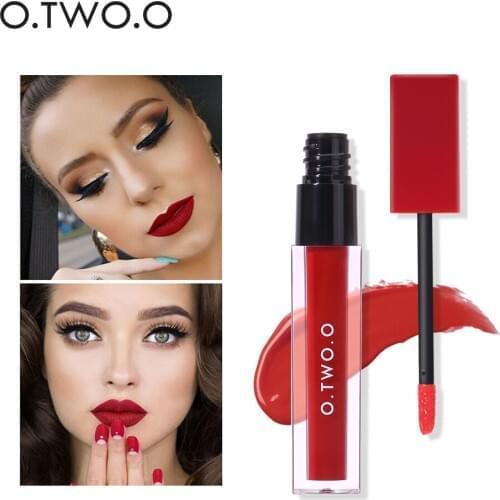 O.TWO.O Matte Liquid Lipstick No Sticky Lip Gloss Smooth Light Easy to Wear Lip Make up 24 Houds Lasting Lipgloss