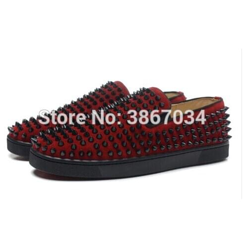 SHOOEGLE Zapatos Hombre Men Fashion Shoes Spiked Studded Loafers Thick Bottom Flats Rivets Shoes Slip-on Casual Shoes More Color