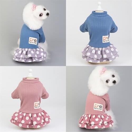 Pet Clothes Dot Dog Dress For Dogs Skirt Spring Autumn Dog Wedding Dresses Yorkshire Clothes For Dogs Chihuahau Pet Cat Dress